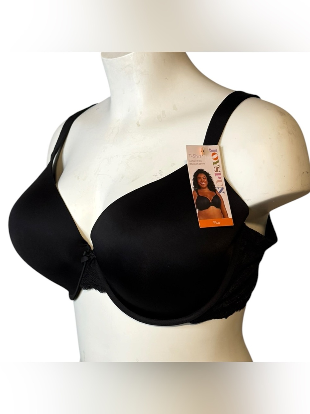 NWT Joyspun Black T-Shirt Bra 46DDD Plus Size